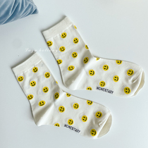 Lazy Holiday smiley series of womens socks Japanese wild socks female stripes Korean cute spring and summer tube tide