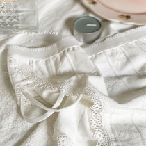 Lazy Holiday Modal underwear female pure cotton girl Japanese small fresh lace boutique mid-rise briefs