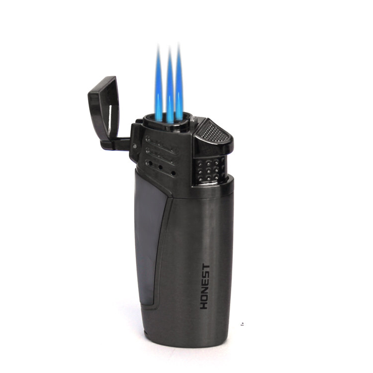100 Honest Three Straight Punch Windproof Lighter Inflatable Outdoor Portable Creative High Temperature Spray Gun Welding Gun Straight Punch Lighter