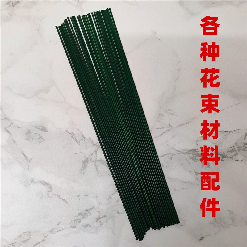 Handmade Diy Woven Bouquet Special Flower Stem Crochet Wool Thread Simulation Flowers Iron Wire Rod Green Rubber Stick Sizing Silk