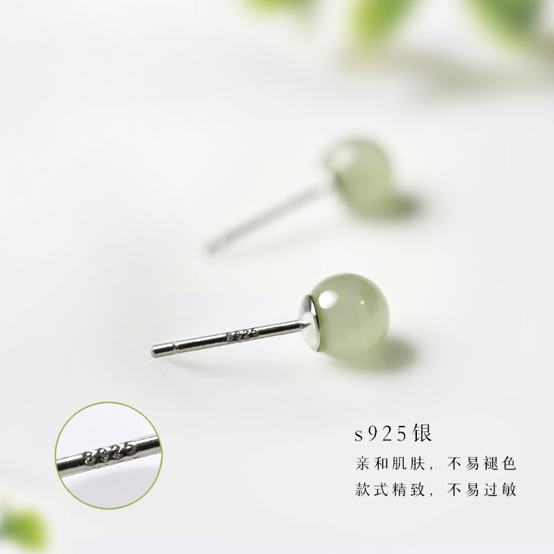 和田玉耳钉S925纯银白玉耳环2024年新款青玉耳坠，小众轻奢品耳饰，让你成为全场焦点！-银饰耳饰-淘宝好物网