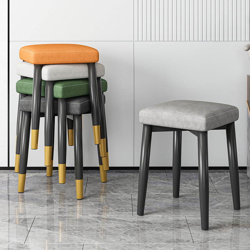 Stool Home Stack Dining Chair Square Bench Make-up Chair Modern Minima Round Bench Chair Short Bench Light Lavish