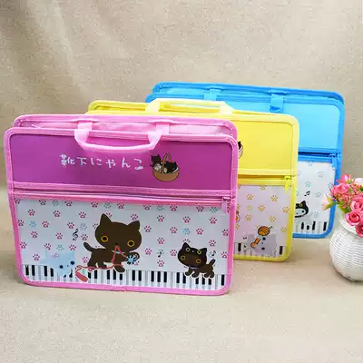 Student cartoon tote bag A4 Korean file bag cute large capacity cram bag waterproof canvas children's book bag