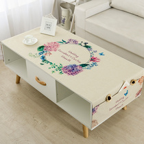 Customized cotton linen tea table tablecloth table tablecloth dust TV cabinet cover cloth living room rectangular coffee table mat