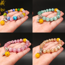 Original handmade with natural crystal hand string opal bracelet female national style womens Korean fashion hand string