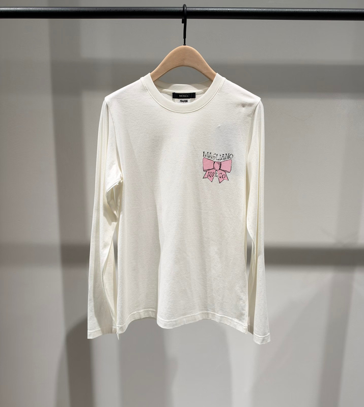 [Mag Collaboration] Authentic T-Shirt 2026 Winter New White Cotton Long-Sleeve Printed T-Shirt Mbf4Tee010