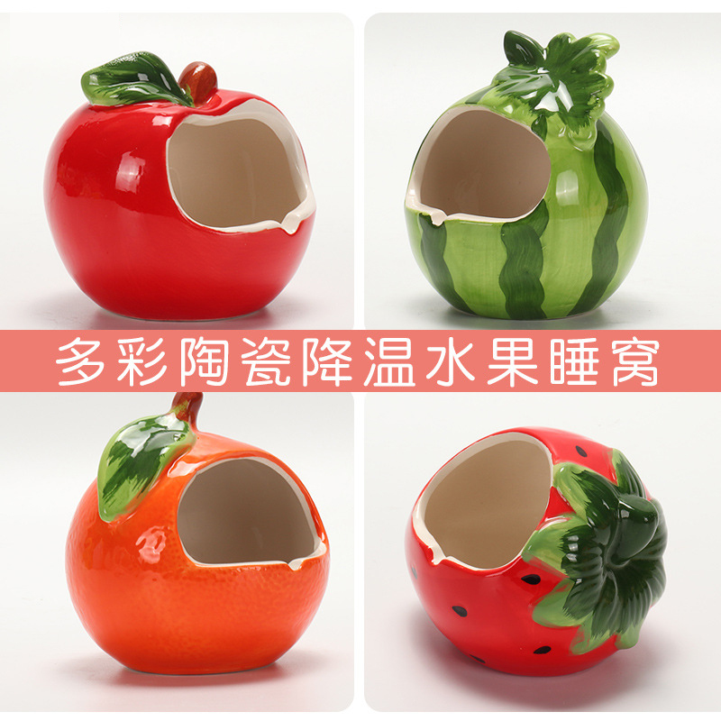 Hamster Nest Ceramic Shells Nest Porcelain Nest Gold Silk Bear Small house Cottage Cooling Ice House Sleeping for Summer Supplies