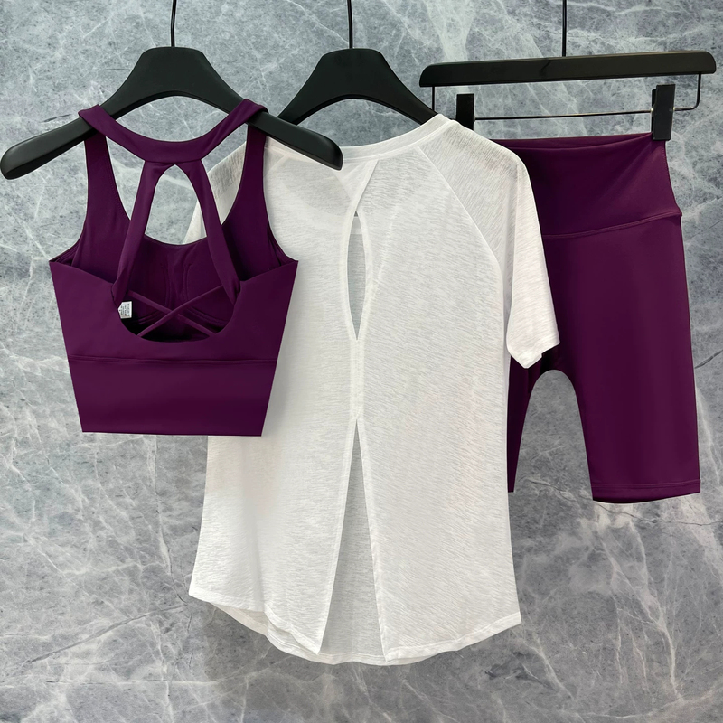 Lulu Vuru Yoga Clothing Women's Suit Summer Quick-Drying Short-Sleeved Top Gym Cover-Up Running Sports Shorts Lulu Vuru Yoga Clothing Women's Suit Summer Quick-Drying Short-Sleeved Top Gym Cover-Up Running Sports Shorts