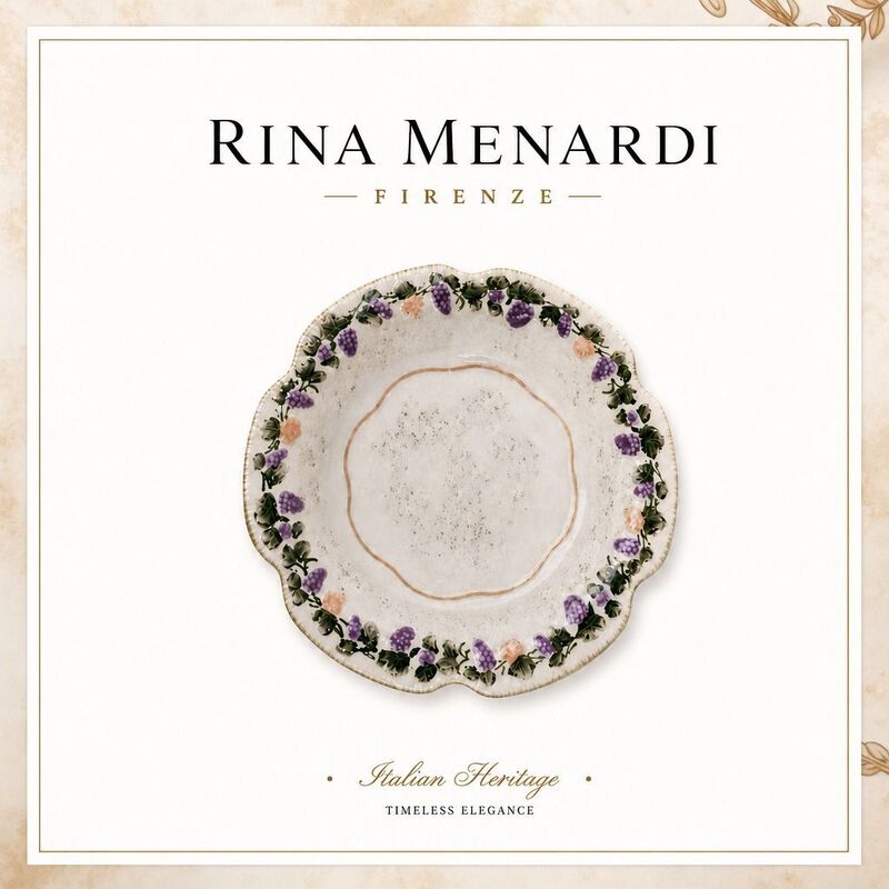 Italian Rina Menardi Export Surplus Stock Italian-Style Handmade Floral Edge Plate