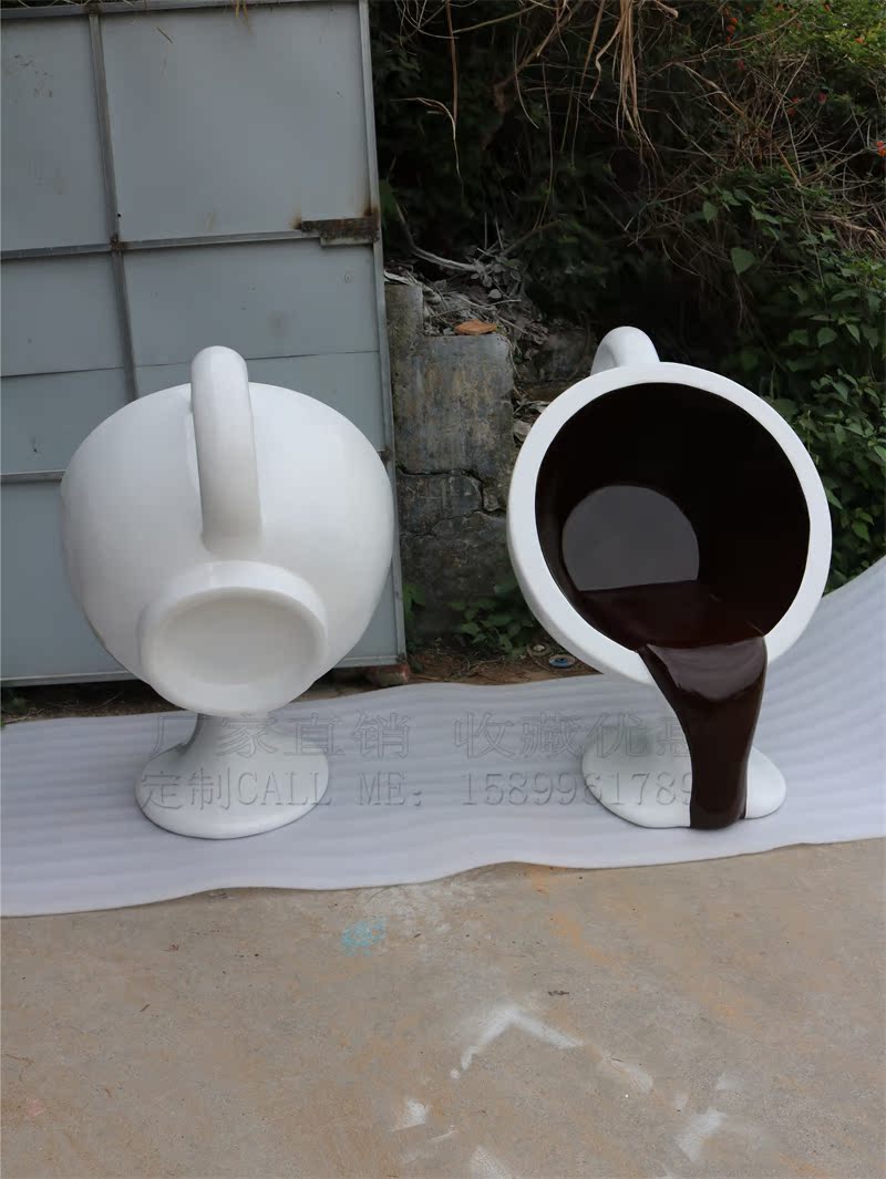 Spot Glass Fiber Coffee Cup Sub Chair Sculpture Large Outdoor Creativity Floor Bench Chocolate Milk Tea Cup