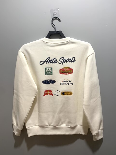 Anta 2026 Spring New Men's Round Neck Long-Sleeved Velvet Pullover Sweatshirt Comfortable Round Neck Base Layer Shirt 152618703N