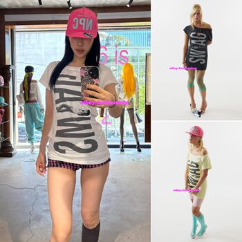 Eihey summer design hot girl slim letter graffiti print mid-length slanted shoulder short-sleeved t-shirt for women