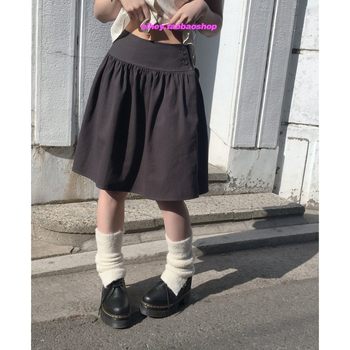 Eihey ehey 25 new autumn korean style retro light asian style flower bud pleated puffy mid-length skirt skirt for women