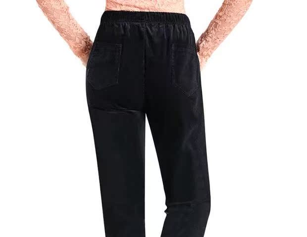 Quần nhung kẻ trung niên và già mẹ tải quần thun eo thường xuyên trung niên cộng với phân bón XL quần nhung dày áo kiểu nữ trung niên