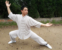 Summer short-sleeved cotton and silk Tai Chi suit Middle-aged middle-sleeve Tai Chi Chuan clothing Martial arts practice clothes Mens and womens morning practice clothes