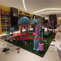 Customized childrens paradise mushroom theme fiberglass sculpture simulation mushroom door arch mushroom bookshelf high relief door head