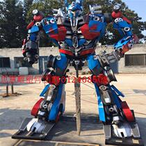 Metal wrought Transformers Bumblebee sculpture movie science fiction character mall playground robot ornaments