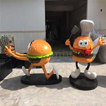 Supply food model FRP sculpture simulation hamburger cartoon welcome doll sculpture can be customized