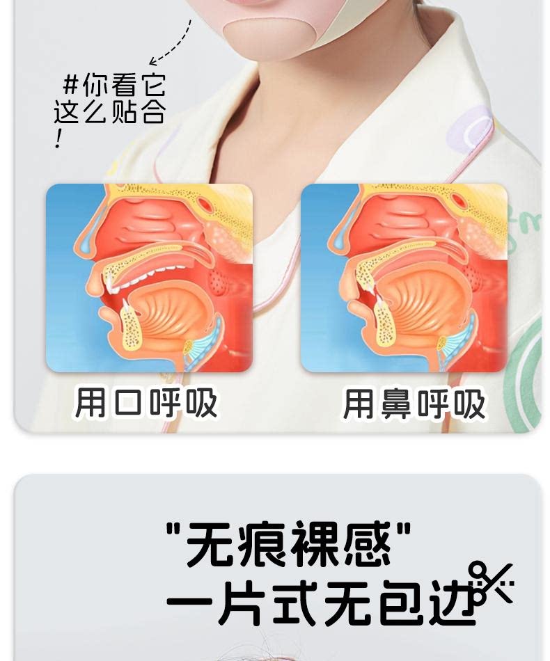Анти-храп продукты 儿童成人睡觉防张嘴器绷带腺样体肥大面容矫正口呼吸矫正带闭嘴器