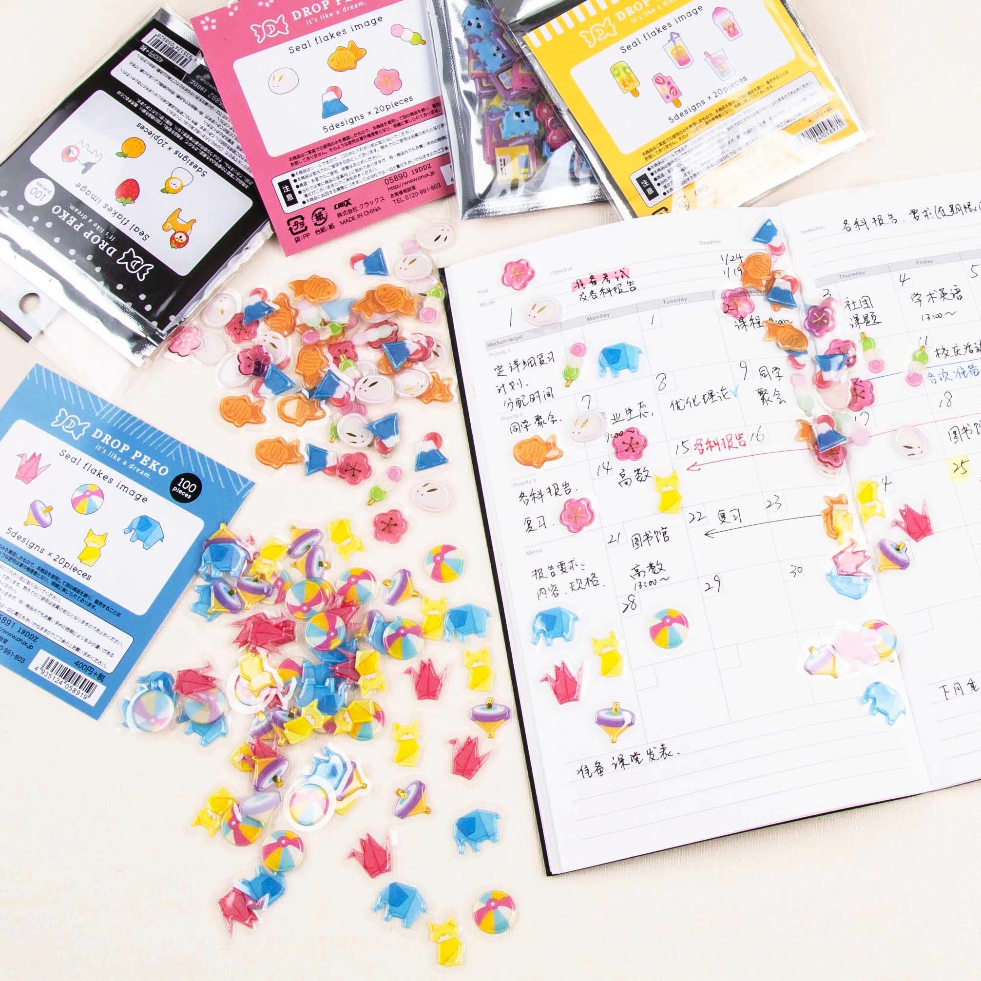 Japan Cute Hand Ledger Packaging Crystal Glued Solid Stickers Bag Cute Little Things Stickers