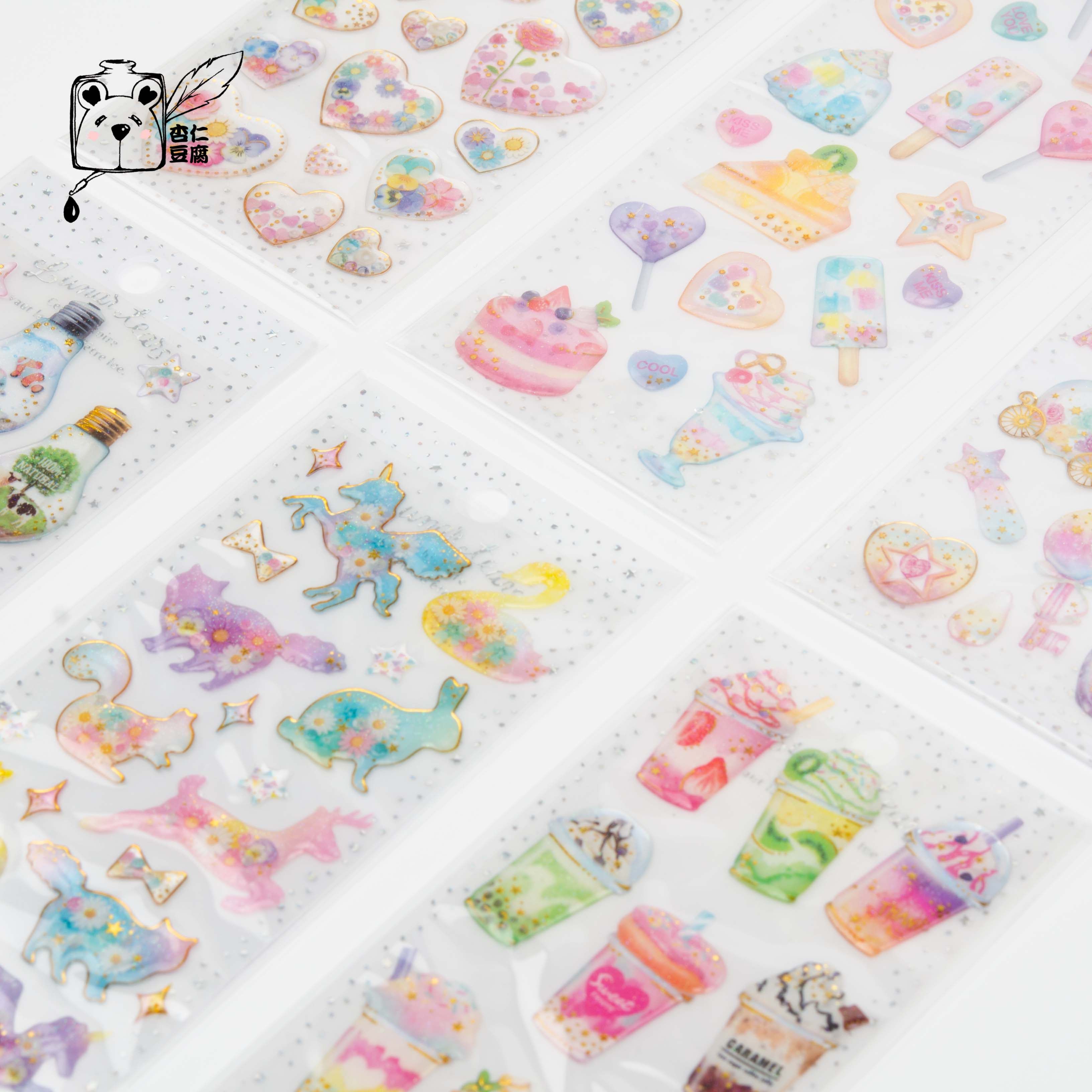 Japanese qlia cute glue crystal stereo sticker Diary handbook material transparent mobile phone decoration small animal