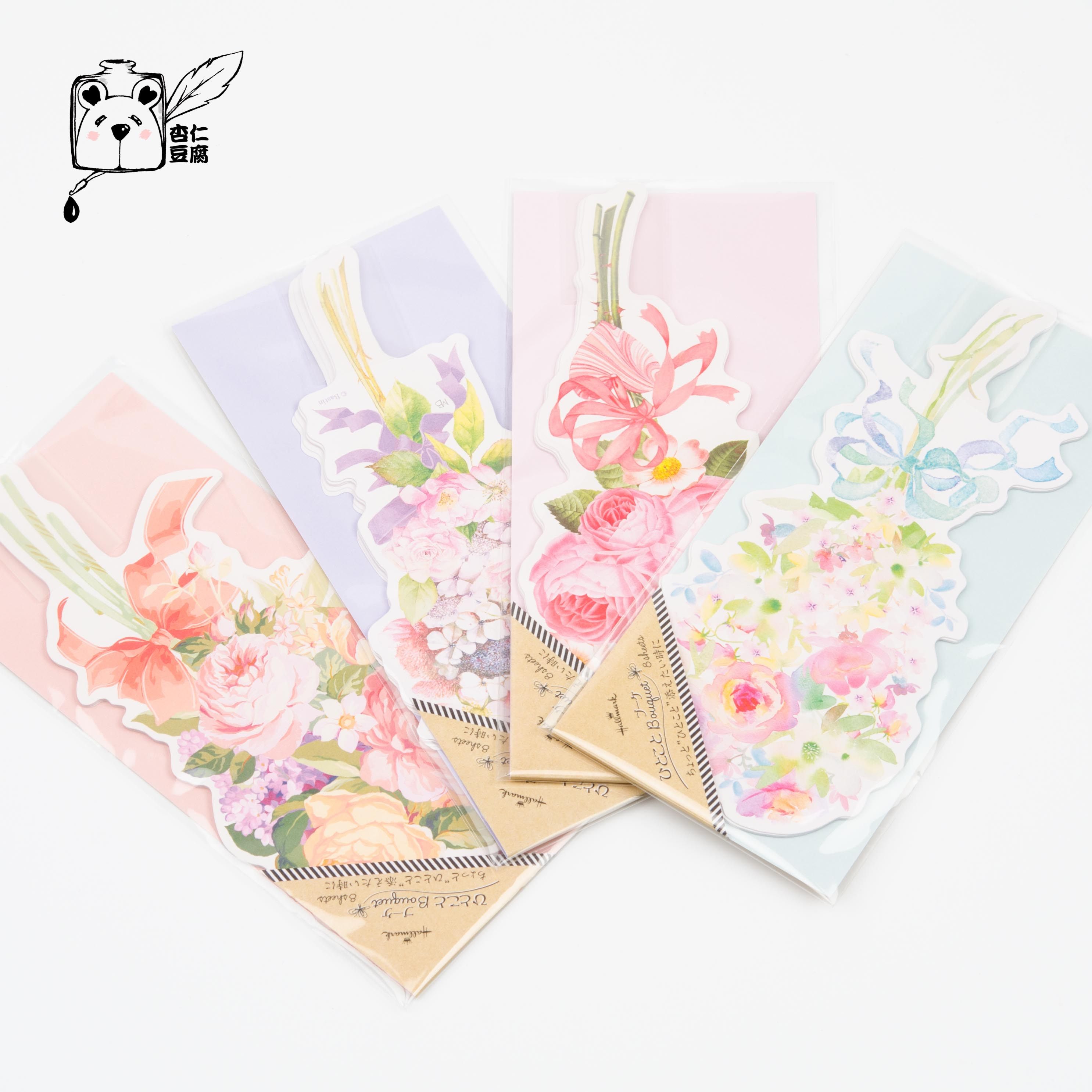 Almond Curd stationery paved with Japanese bouquet creative convenience to stick with this small Benko cute flower portable message note