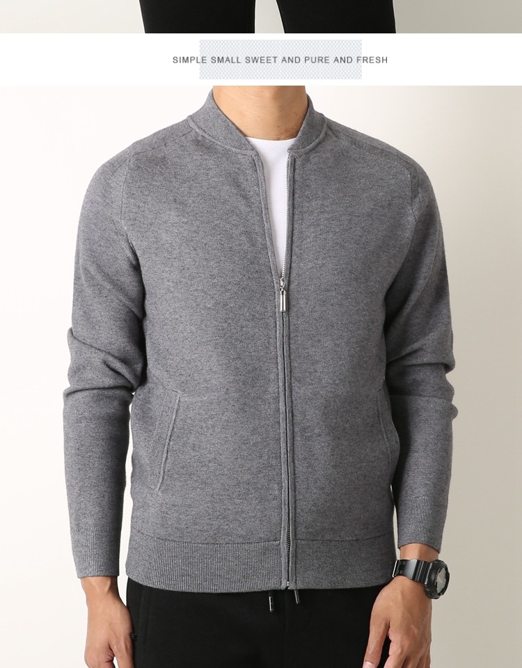Xu hướng áo khoác nam trẻ trung thoải mái ấm áp cashmere len Blend áo len đan cardigan áo cổ lọ nam