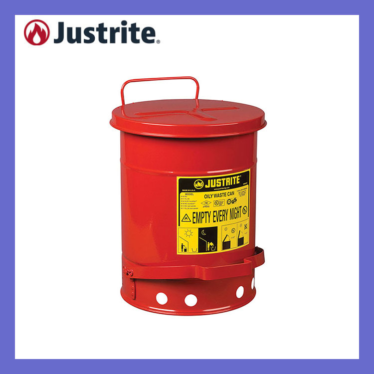 Justrite 6-Gallon Fire-Resistant Trash Can for Oil-Contaminated Waste 09100 Justrite 6-Gallon Fire-Resistant Trash Can for Oil-Contaminated Waste 09100