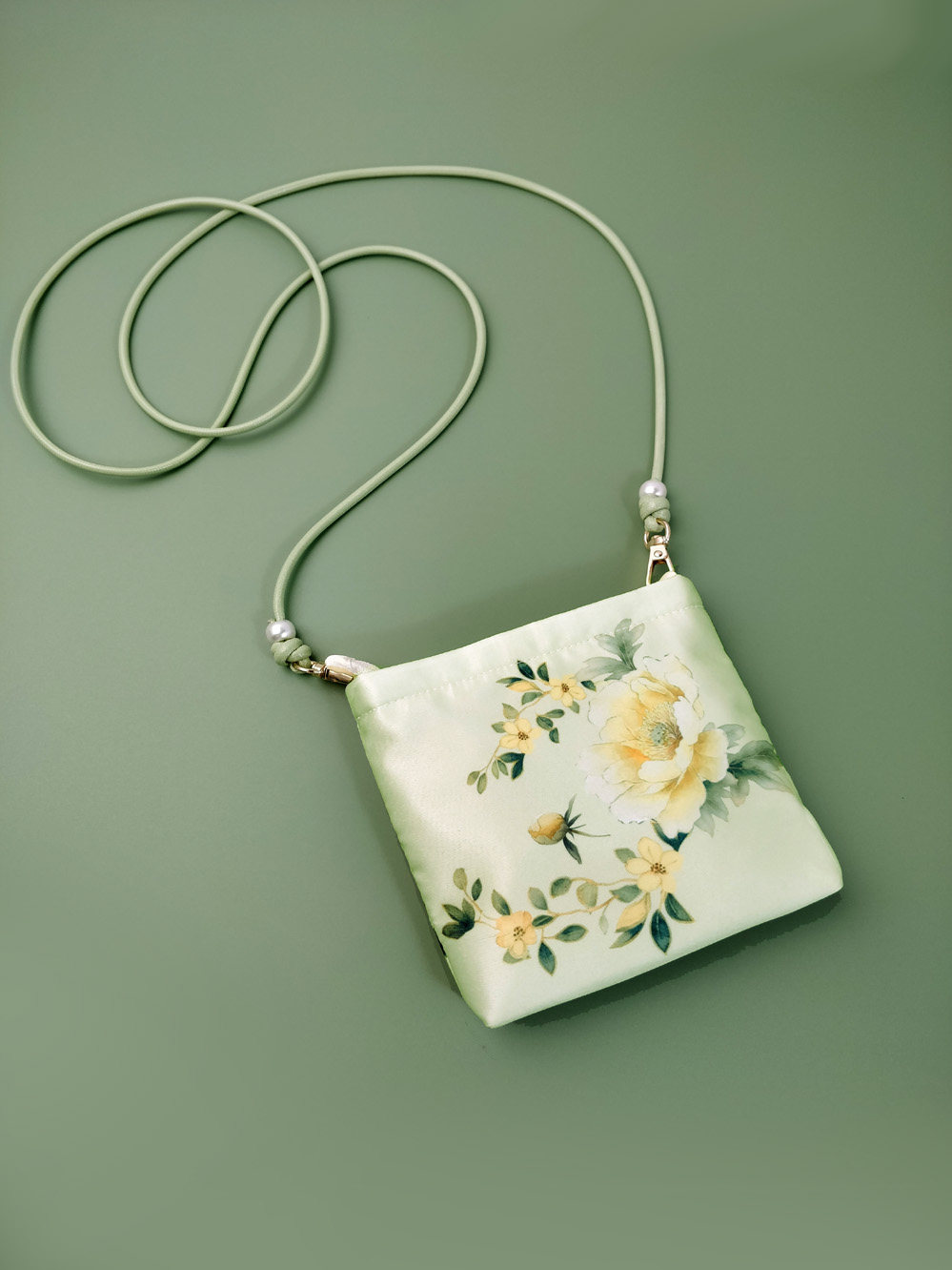 Fragrant Goods Original Folding Mobile Phone Small Bag Chinese Style Printed Crossbody Square Mini Bag for Women