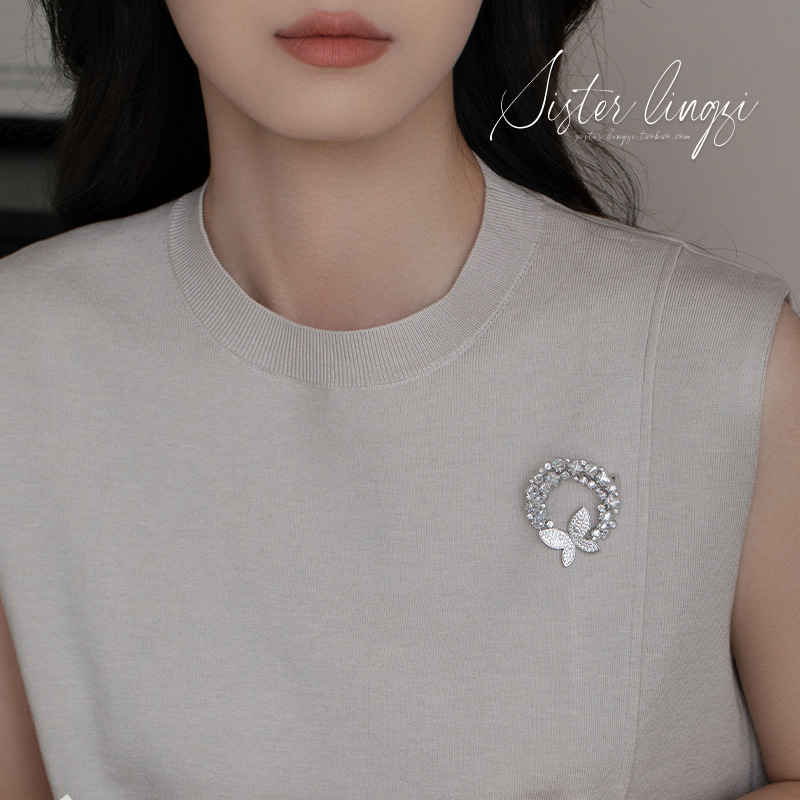 [変身と再生]蝶の花輪ブローチ高級レディースアクセサリー絶妙なコサージュ高級ギフトセーターピンアクセサリー