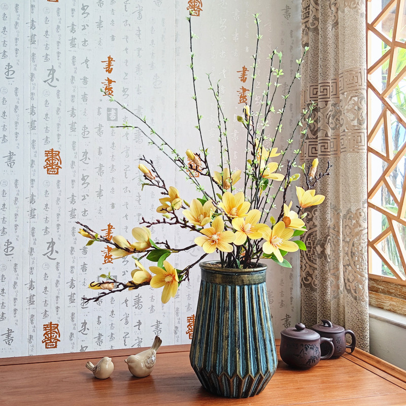 High quality Mediterranean emulation jade Lan Flowers Mono-Branch Living Room Fake Flower Art Flower Arrangement Wedding feel dry and floral floral