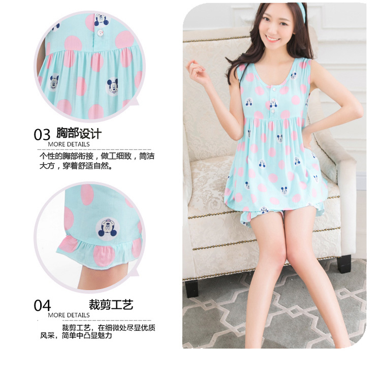 Mùa hè phần mỏng không tay vest cotton lụa nữ đồ ngủ phụ nữ mùa hè cotton nhân tạo quần short cotton lụa dịch vụ nhà phù hợp với