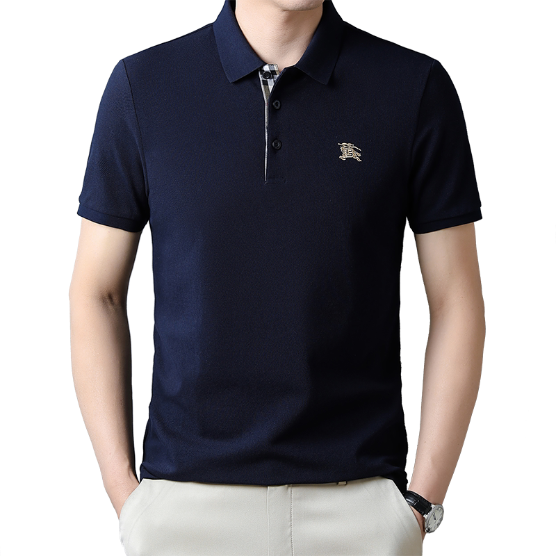 European Style Burberry Men's Short-Sleeve Polo Shirt with a Turn-Down Collar, Summer Business Casual Pure Cotton T-Shirt for Men European Style Burberry Men's Short-Sleeve Polo Shirt with a Turn-Down Collar, Summer Business Casual Pure Cotton T-Shirt for Men
