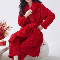 Винный красный костюм [Женщины] [Спящее платье + пижамские штаны]