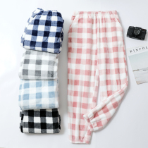 Coral velvet pajamas womens autumn and winter warm pants flannel loose outer wear lazy plus velvet thickened warm home pants