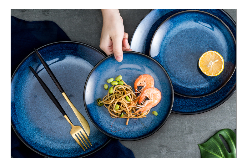 European ceramic disc plate beefsteak plate disc cake plate of pasta dish tray is variable plate under the glaze color tableware