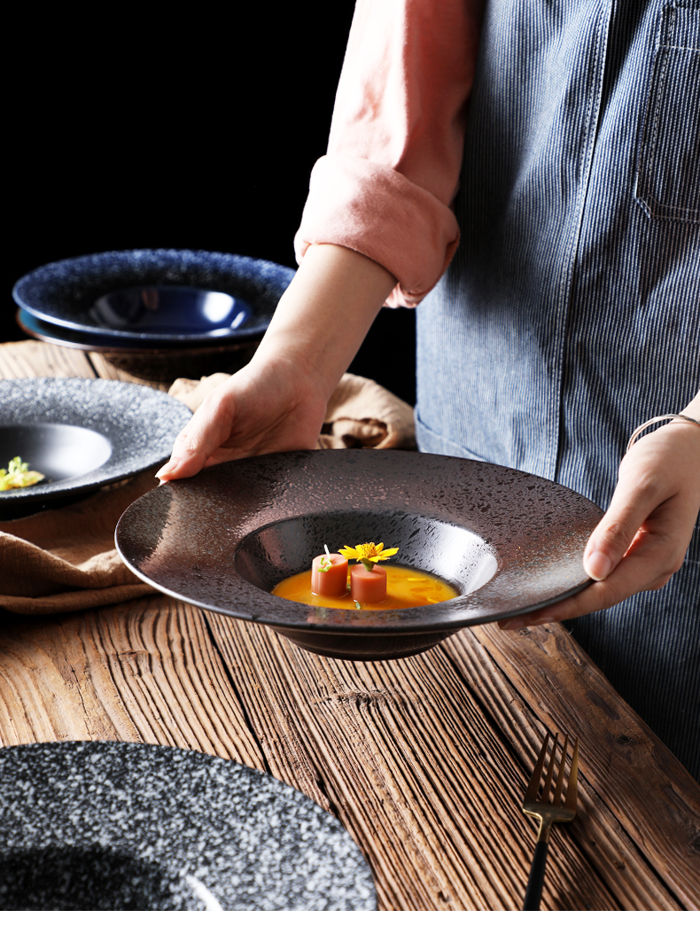Straw ceramic plate of pasta dish food dish western - style soup plate soup bowl restaurant tableware flying saucer dish ltd.
