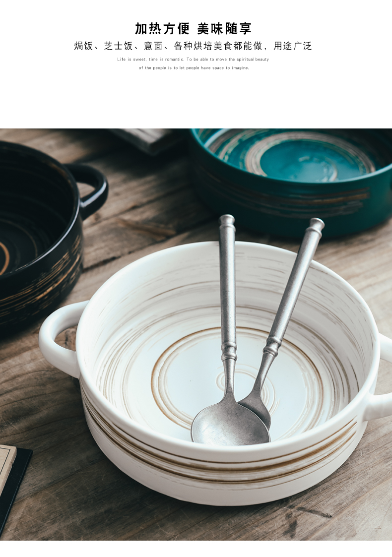 Creative ceramic ears round bowl of soup dish ins breakfast bowl of fruit salad bowl home baked food bowl bowl bowl
