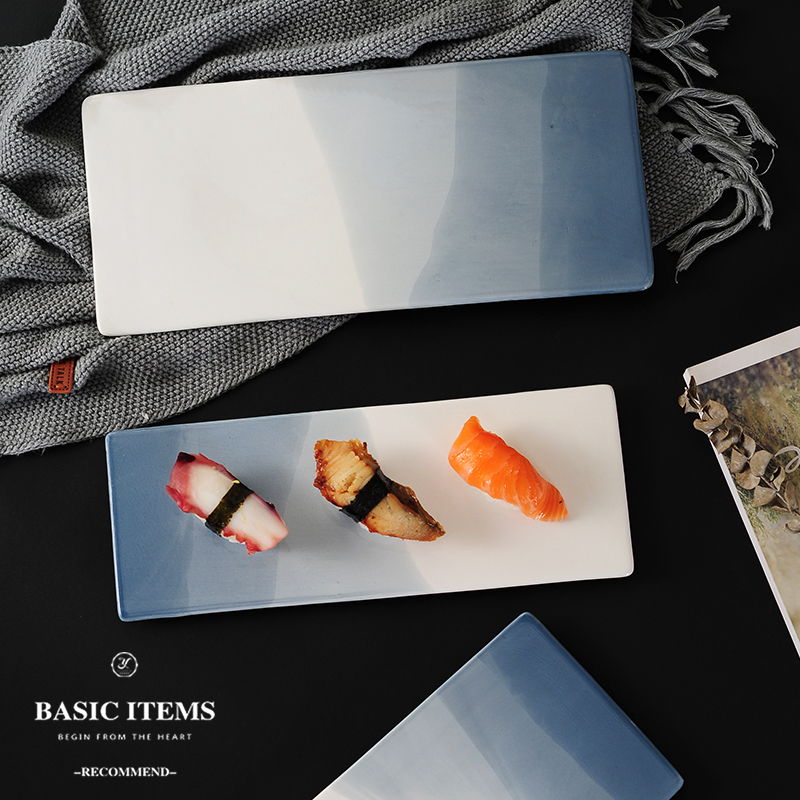 Contracted Europe type ceramic dinner plate rectangular flat plate sushi plate sashimi dish cake plate of cold dish dish plate tray