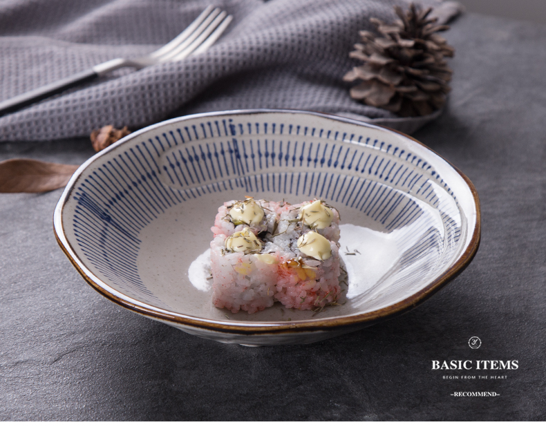 Japanese creative 8 inch ceramic shallow bowl of beef noodles in soup bowl of soup bowl of household utensils bowl of fruit salad bowl bowl dish bowl