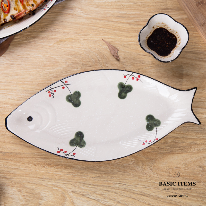 Ceramic restaurant tableware large fish dish steamed fish dish fish dish home plate special - shaped plate microwave oven is available