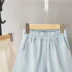 2020 quần short cotton và vải lanh mới dành cho trẻ em mùa hè thun lưng quần xù - Quần short