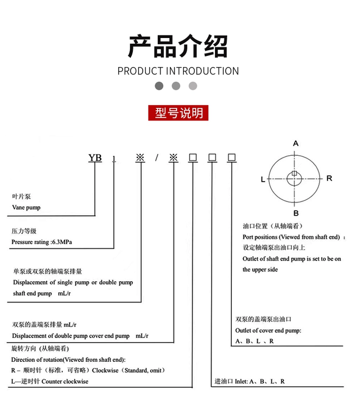 đầu bơm thủy lực Máy bơm dầu cánh gạt YB1 thủy lực YB1-6 YB1-10/16/4/20/25/40/50/80/100 đơn và đôi bơm thủy lực xe nâng tay bom thuy luc