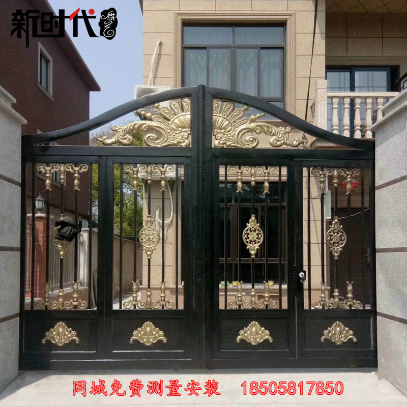 Hangzhou Iron Art Gate Courtyard Door Eu Style Villa Door Double Open Door Translation Door Imitation Bronze Galvanized customizable-Taobao