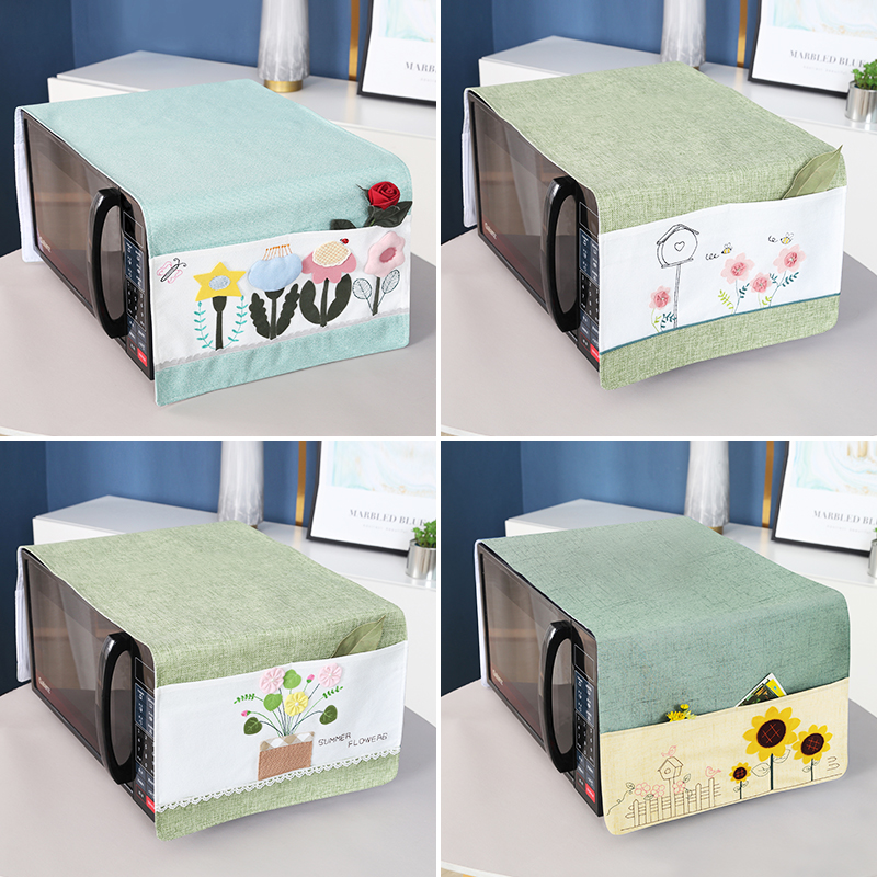 Pastoral fabric microwave oven cover Midea Grans oven with storage bag Dust cover cover cloth anti-fume