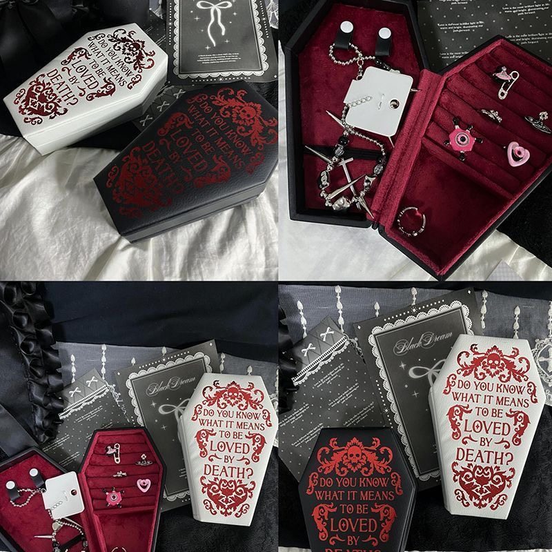 サブカルチャーにインスパイアされたアンティーク調の精巧なPUレザー製フリップトップ式ジュエリーボックス。イヤリング、指輪、ネックレス、ブレスレットなどを収納できる、軽くて高級感のある収納ボックスです。