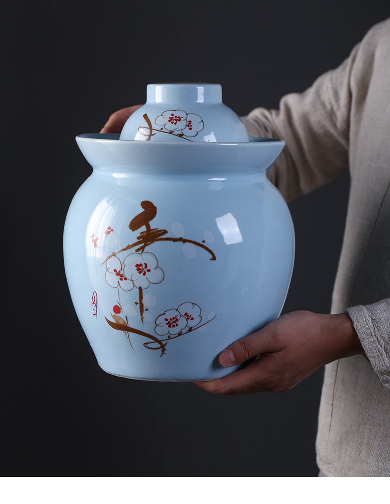 The Pickle jar jingdezhen ceramic household small pickled pickles pickles multigrain storage tank sealing Pickle jar