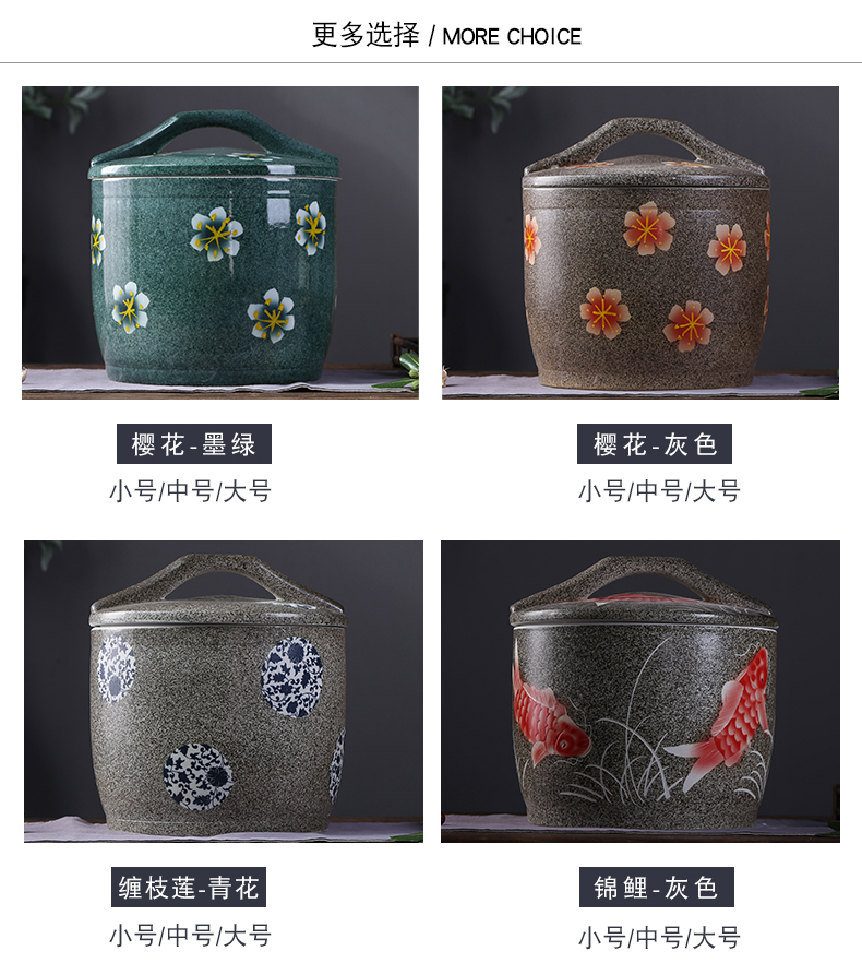 Barrel of jingdezhen ceramics with cover household rice storage box sealing insect - resistant 10/20 kg moisture rice such as pot ricer box