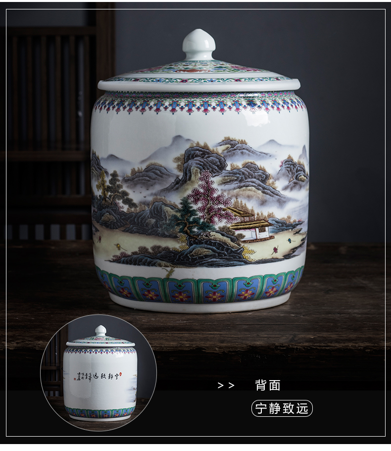 Jingdezhen ceramic barrel ricer box rice flour storage bin 20 jins home moistureproof insect - resistant rice jar with cover seal the bucket