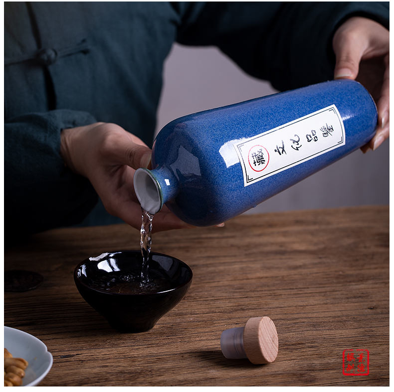 Jingdezhen 1 catty loading ceramic jar bottles home wine pot seal wine bottle is empty suit JinHe